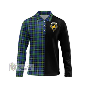 Campbell Argyll Ancient Tartan Long Sleeve Polo Shirt with Family Crest and Half Of Me Style