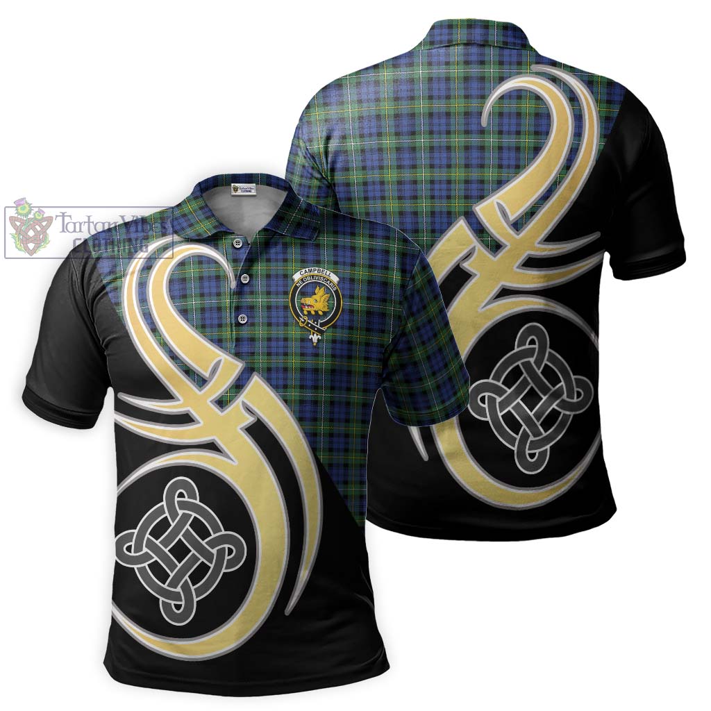 Tartan Vibes Clothing Campbell Argyll Ancient Tartan Polo Shirt with Family Crest and Celtic Symbol Style