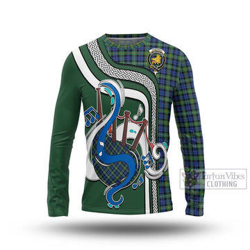 Campbell Argyll Ancient Tartan Long Sleeve T-Shirt with Epic Bagpipe Style