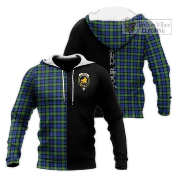 Campbell Argyll Ancient Tartan Knitted Hoodie with Family Crest and Half Of Me Style