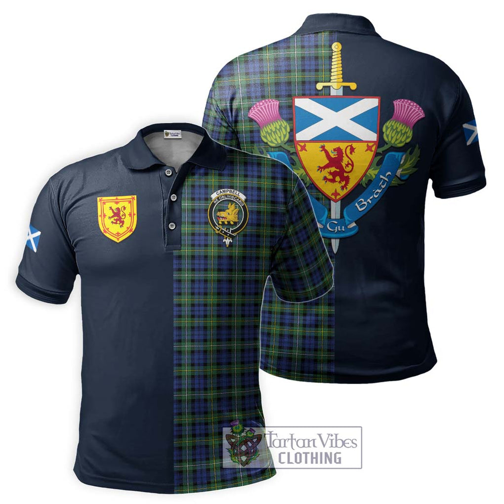 Tartan Vibes Clothing Campbell Argyll Ancient Tartan Polo Shirt with Scottish Lion Royal Arm Half Style