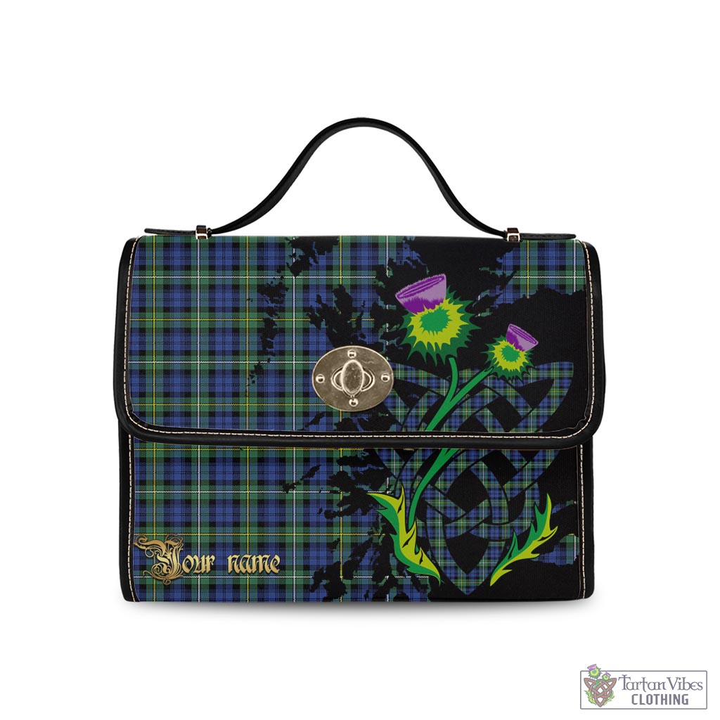 Tartan Vibes Clothing Campbell Argyll Ancient Tartan Waterproof Canvas Bag with Scotland Map and Thistle Celtic Accents