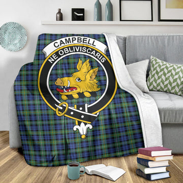 Campbell Argyll Ancient Tartan Blanket with Family Crest