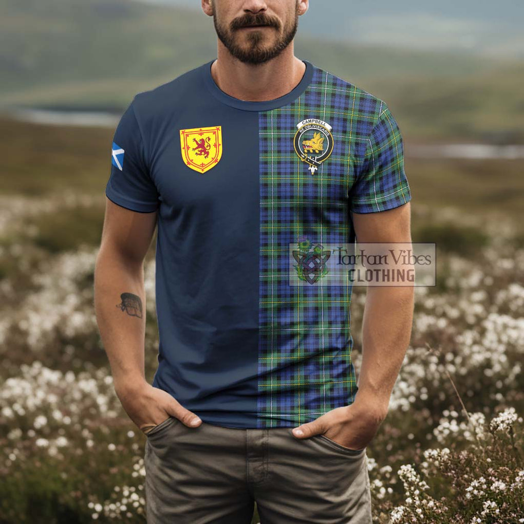 Tartan Vibes Clothing Campbell Argyll Ancient Tartan T-Shirt Alba with Scottish Lion Royal Arm Half Style