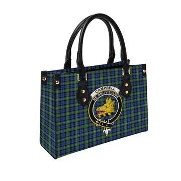 Campbell Argyll Ancient Tartan Leather Bag with Family Crest