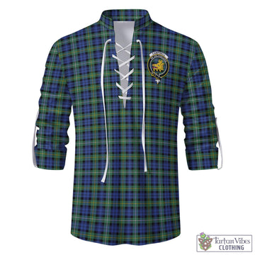 Campbell Argyll Ancient Tartan Men's Scottish Traditional Jacobite Ghillie Kilt Shirt with Family Crest