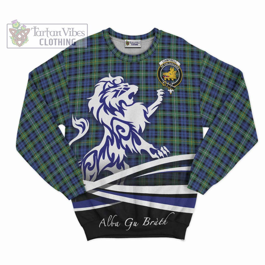 Campbell Argyll Ancient Tartan Sweatshirt with Alba Gu Brath Regal Lion Emblem - Tartanvibesclothing Shop