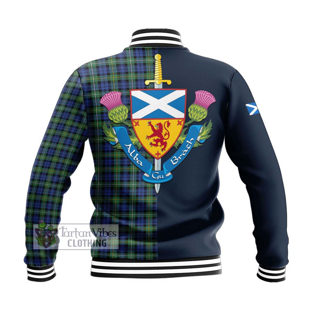 Tartan Vibes Clothing Campbell Argyll Ancient Tartan Baseball Jacket with Scottish Lion Royal Arm Half Style