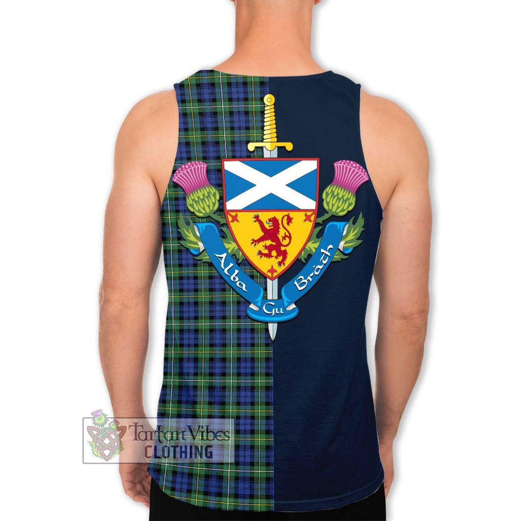 Tartan Vibes Clothing Campbell Argyll Ancient Tartan Men's Tank Top with Scottish Lion Royal Arm Half Style