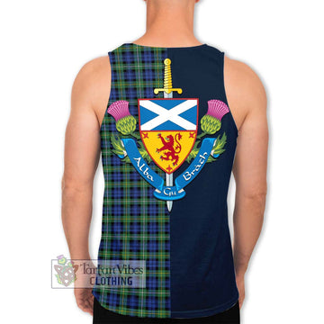 Campbell Argyll Ancient Tartan Men's Tank Top Alba with Scottish Lion Royal Arm Half Style