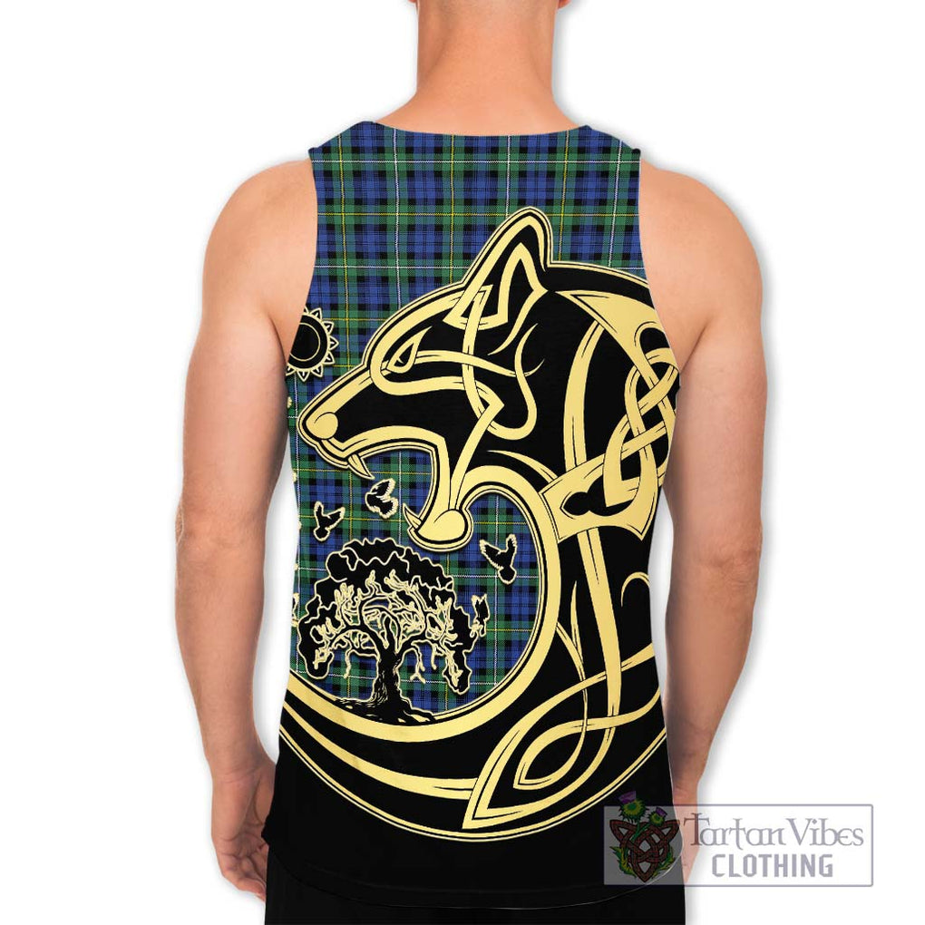 Campbell Argyll Ancient Tartan Men's Tank Top with Family Crest Celtic Wolf Style - Tartan Vibes Clothing