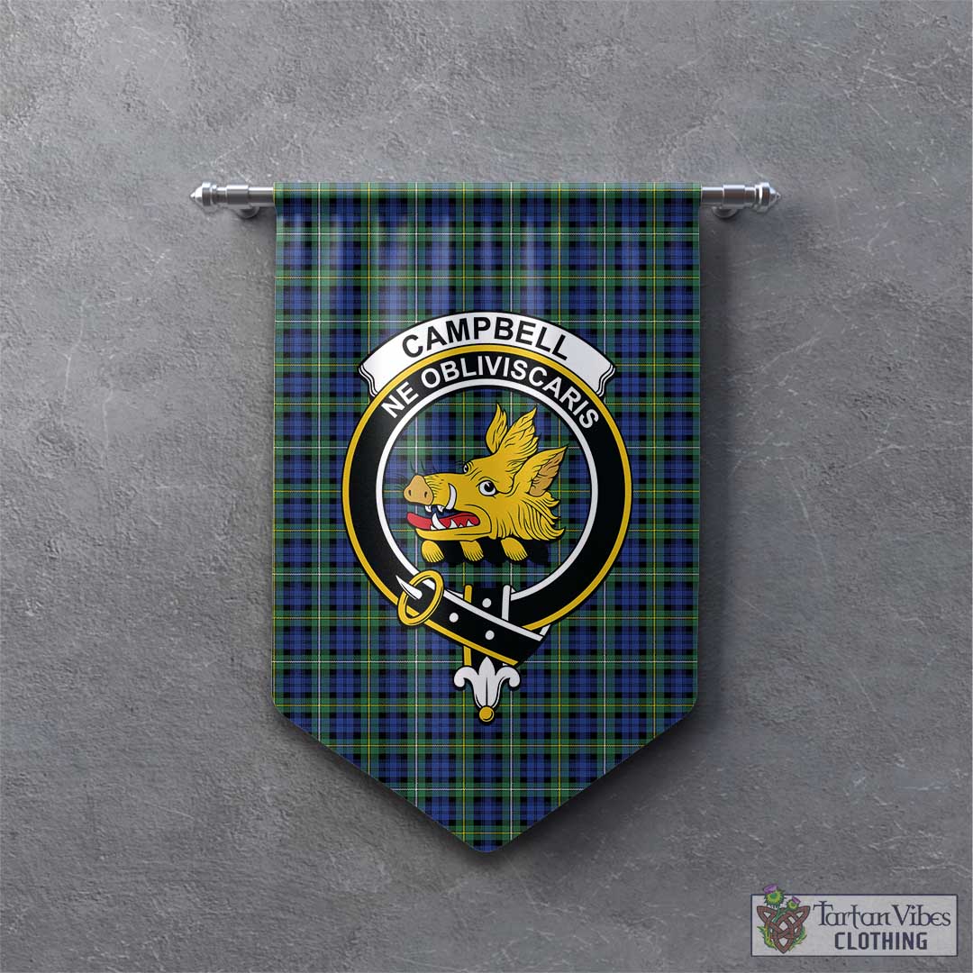 Tartan Vibes Clothing Campbell Argyll Ancient Tartan Gonfalon, Tartan Banner with Family Crest