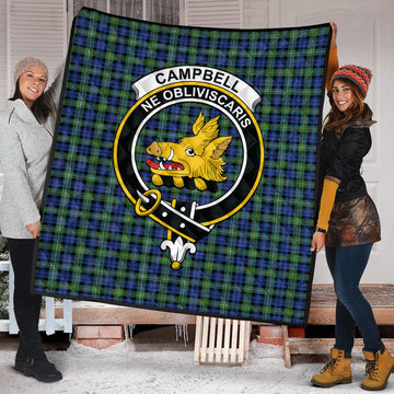 Campbell Argyll Ancient Tartan Quilt with Family Crest