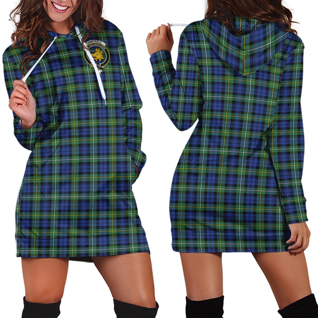 Campbell Argyll Ancient Tartan Hoodie Dress with Family Crest - Tartan Vibes Clothing