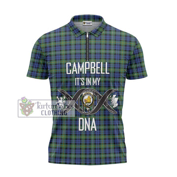 Campbell Argyll Ancient Tartan Zipper Polo Shirt with Family Crest DNA In Me Style