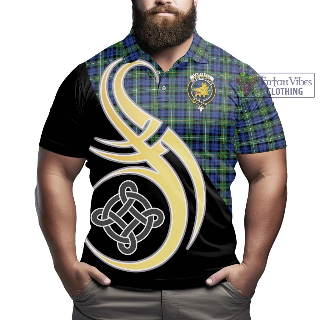 Tartan Vibes Clothing Campbell Argyll Ancient Tartan Polo Shirt with Family Crest and Celtic Symbol Style