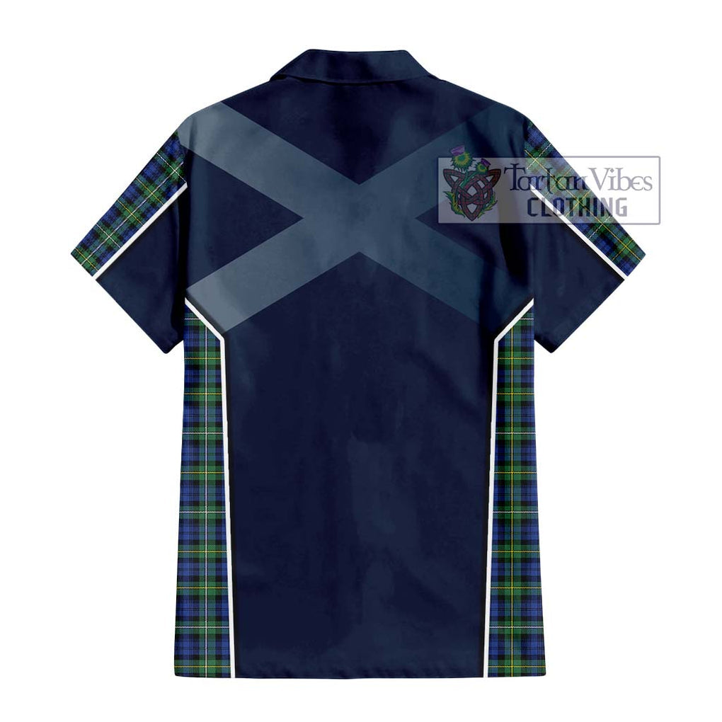 Campbell Argyll Ancient Tartan Short Sleeve Button Shirt with Family Crest and Lion Rampant Vibes Sport Style - Tartan Vibes Clothing