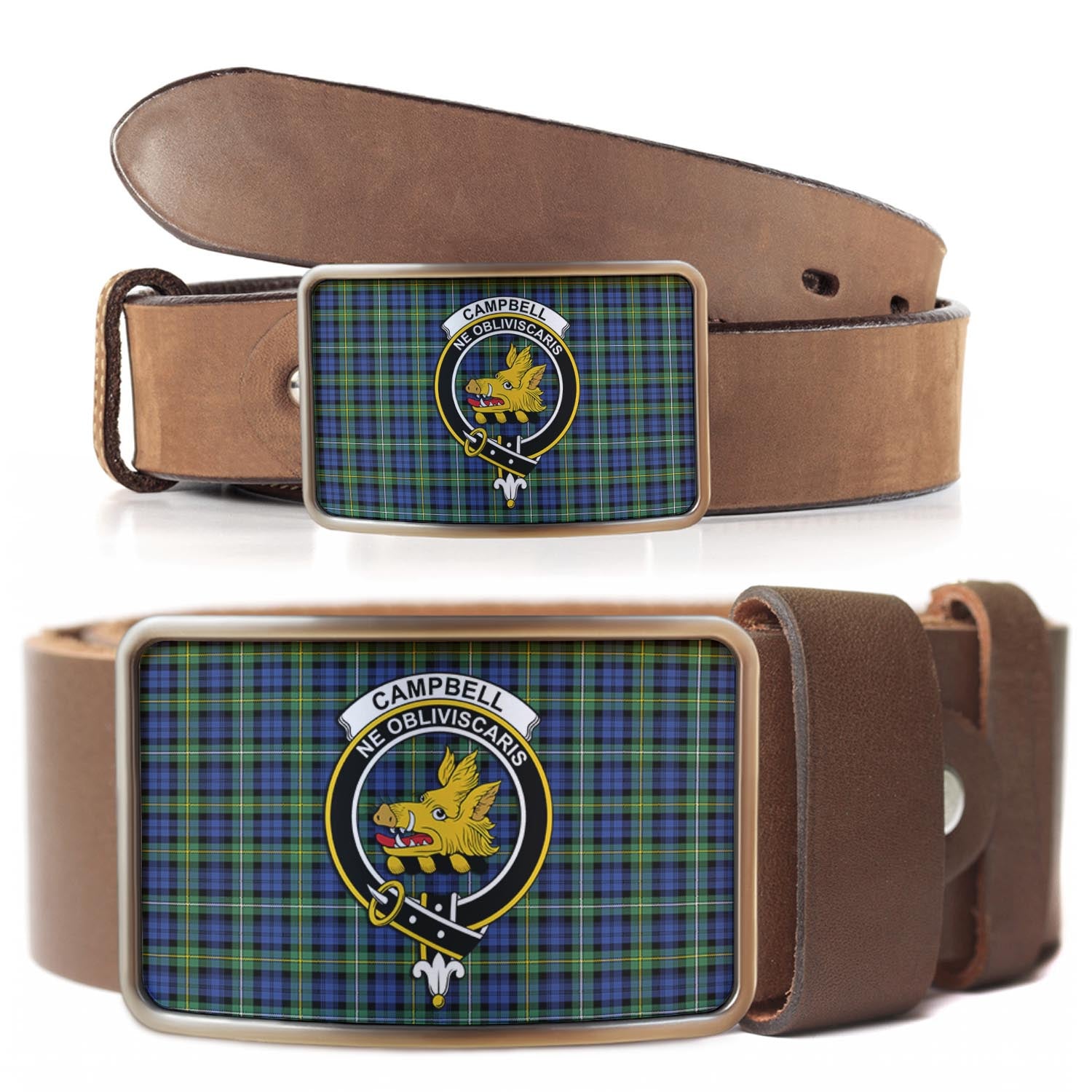 Campbell Argyll Ancient Tartan Belt Buckles with Family Crest - Tartanvibesclothing