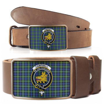 Campbell Argyll Ancient Tartan Belt Buckles with Family Crest