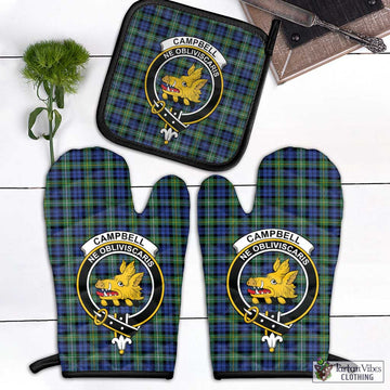 Campbell Argyll Ancient Tartan Combo Oven Mitt & Pot-Holder with Family Crest