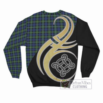 Campbell Argyll Ancient Tartan Sweatshirt with Family Crest and Celtic Symbol Style