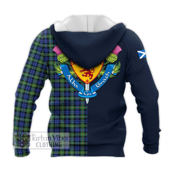 Campbell Argyll Ancient Tartan Knitted Hoodie Alba with Scottish Lion Royal Arm Half Style