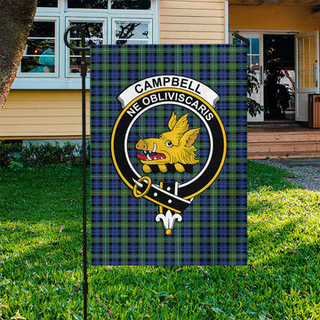 Campbell Argyll Ancient Tartan Flag with Family Crest