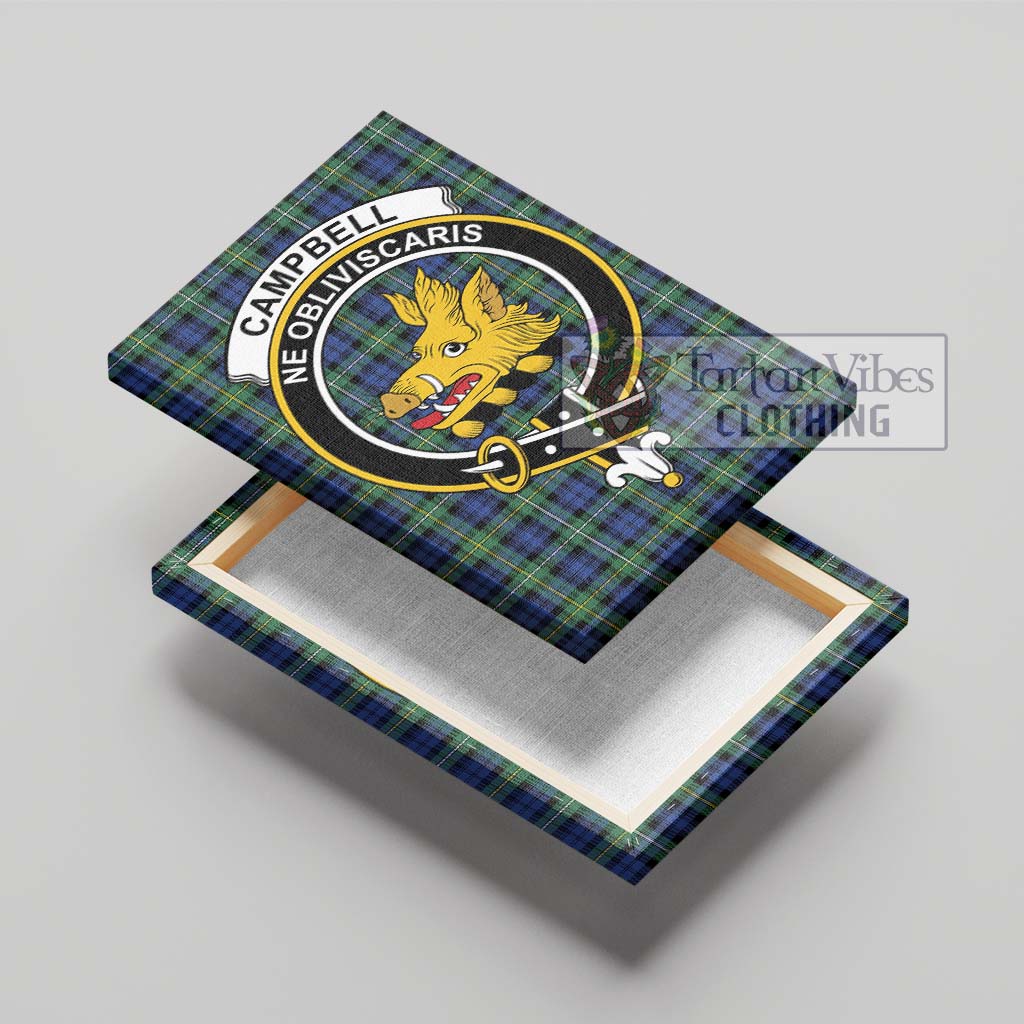 Tartan Vibes Clothing Campbell Argyll Ancient Tartan Canvas Print Wall Art with Family Crest