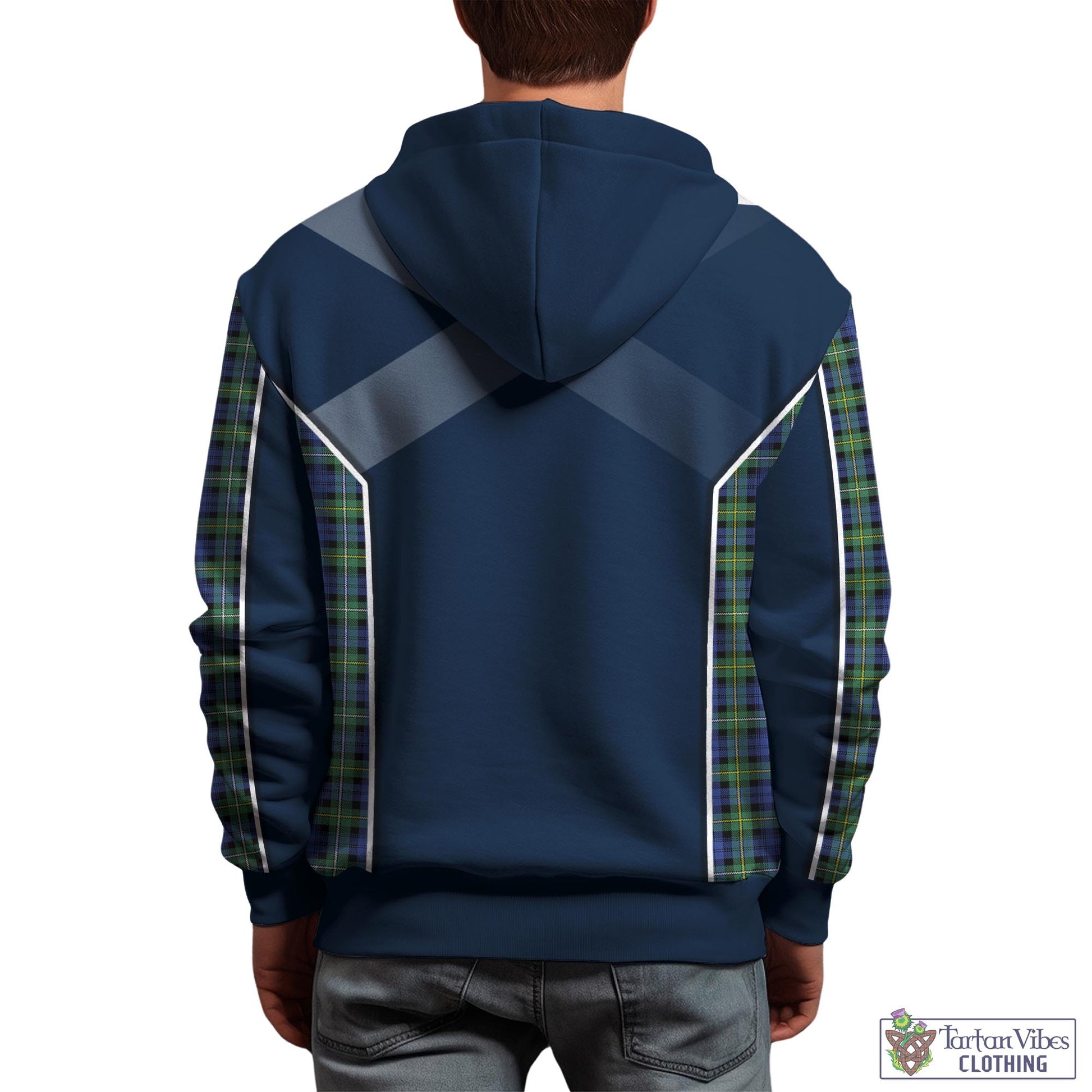Tartan Vibes Clothing Campbell Argyll Ancient Tartan Hoodie with Family Crest and Scottish Thistle Vibes Sport Style