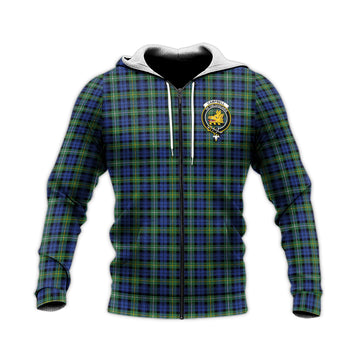 Campbell Argyll Ancient Tartan Knitted Hoodie with Family Crest