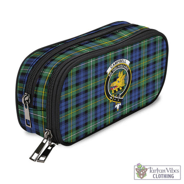 Campbell Argyll Ancient Tartan Pen and Pencil Case with Family Crest