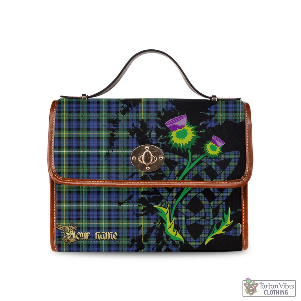 Tartan Vibes Clothing Campbell Argyll Ancient Tartan Waterproof Canvas Bag with Scotland Map and Thistle Celtic Accents