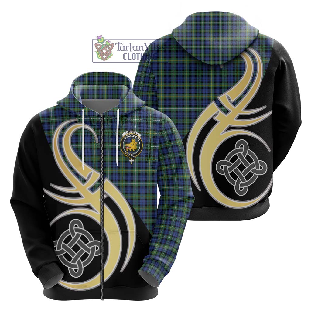 Campbell Argyll Ancient Tartan Hoodie with Family Crest and Celtic Symbol Style - Tartan Vibes Clothing