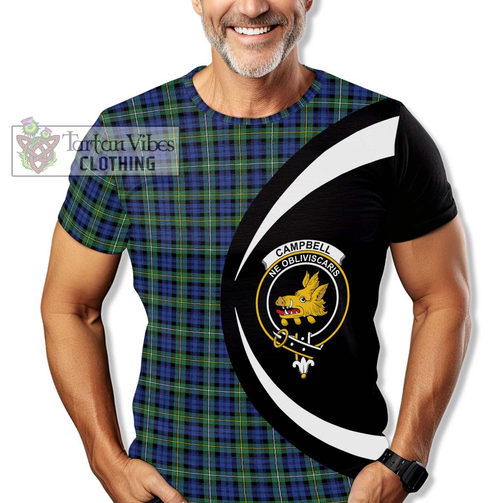 Tartan Vibes Clothing Campbell Argyll Ancient Tartan T-Shirt with Family Crest Circle Style