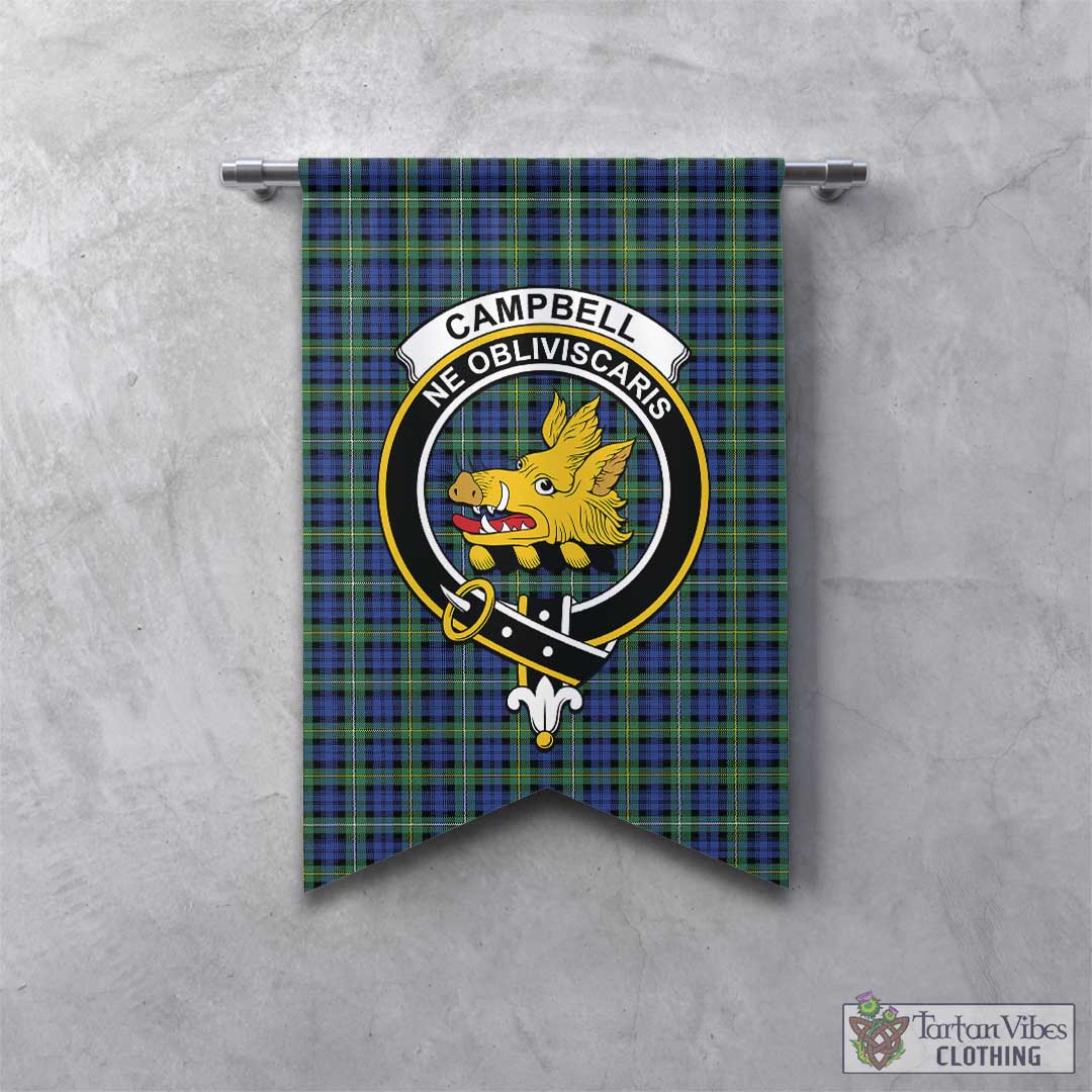 Tartan Vibes Clothing Campbell Argyll Ancient Tartan Gonfalon, Tartan Banner with Family Crest