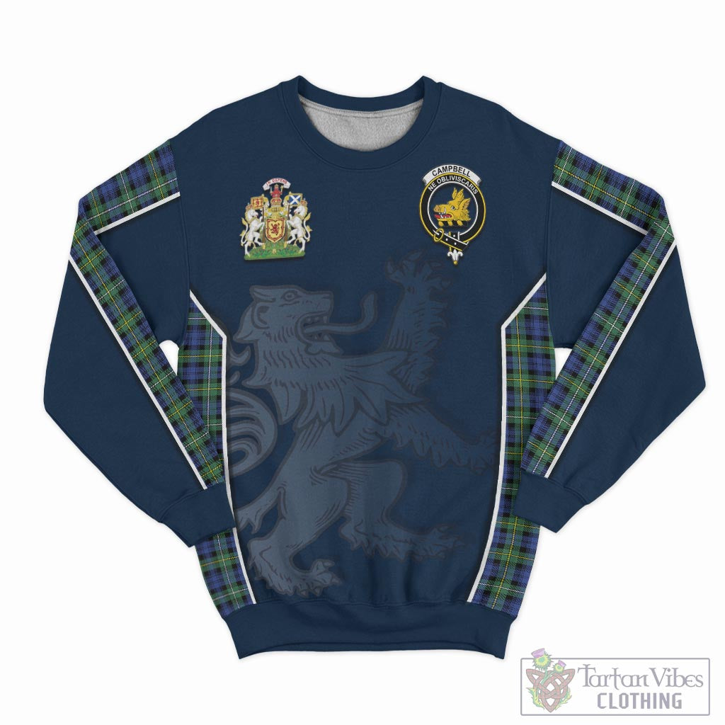 Tartan Vibes Clothing Campbell Argyll Ancient Tartan Sweater with Family Crest and Lion Rampant Vibes Sport Style