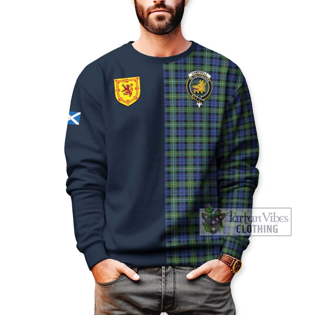 Tartan Vibes Clothing Campbell Argyll Ancient Tartan Sweatshirt with Scottish Lion Royal Arm Half Style