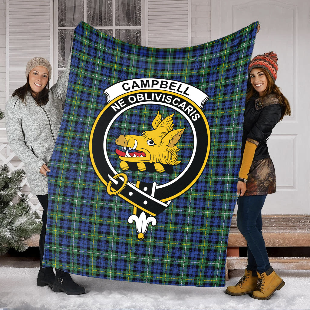 Campbell Argyll Ancient Tartan Blanket with Family Crest - Tartan Vibes Clothing