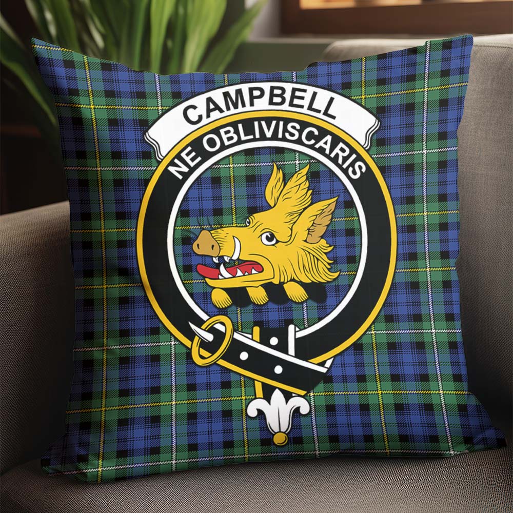 Campbell Argyll Ancient Tartan Pillow Cover with Family Crest - Tartanvibesclothing