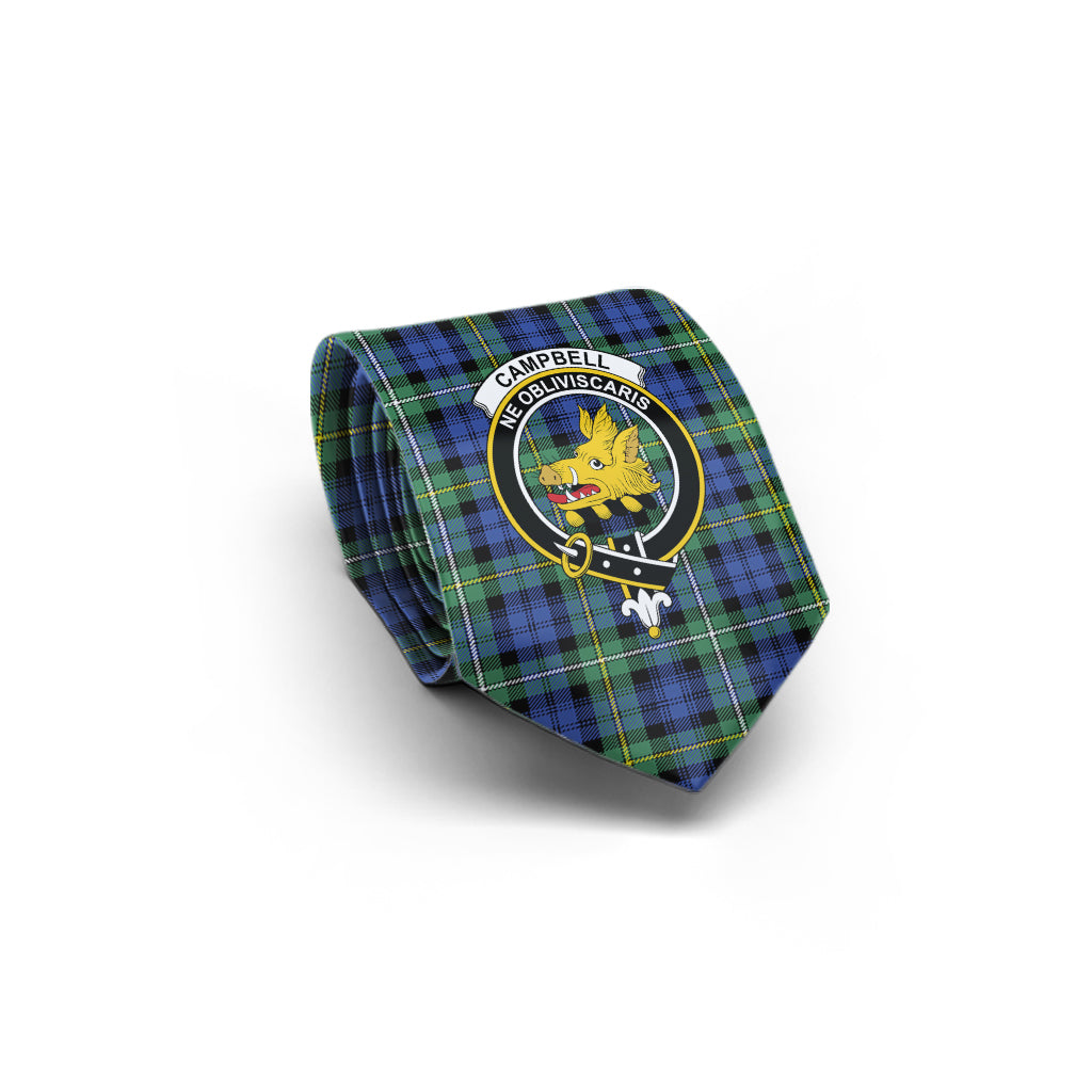 Campbell Argyll Ancient Tartan Classic Necktie with Family Crest - Tartan Vibes Clothing