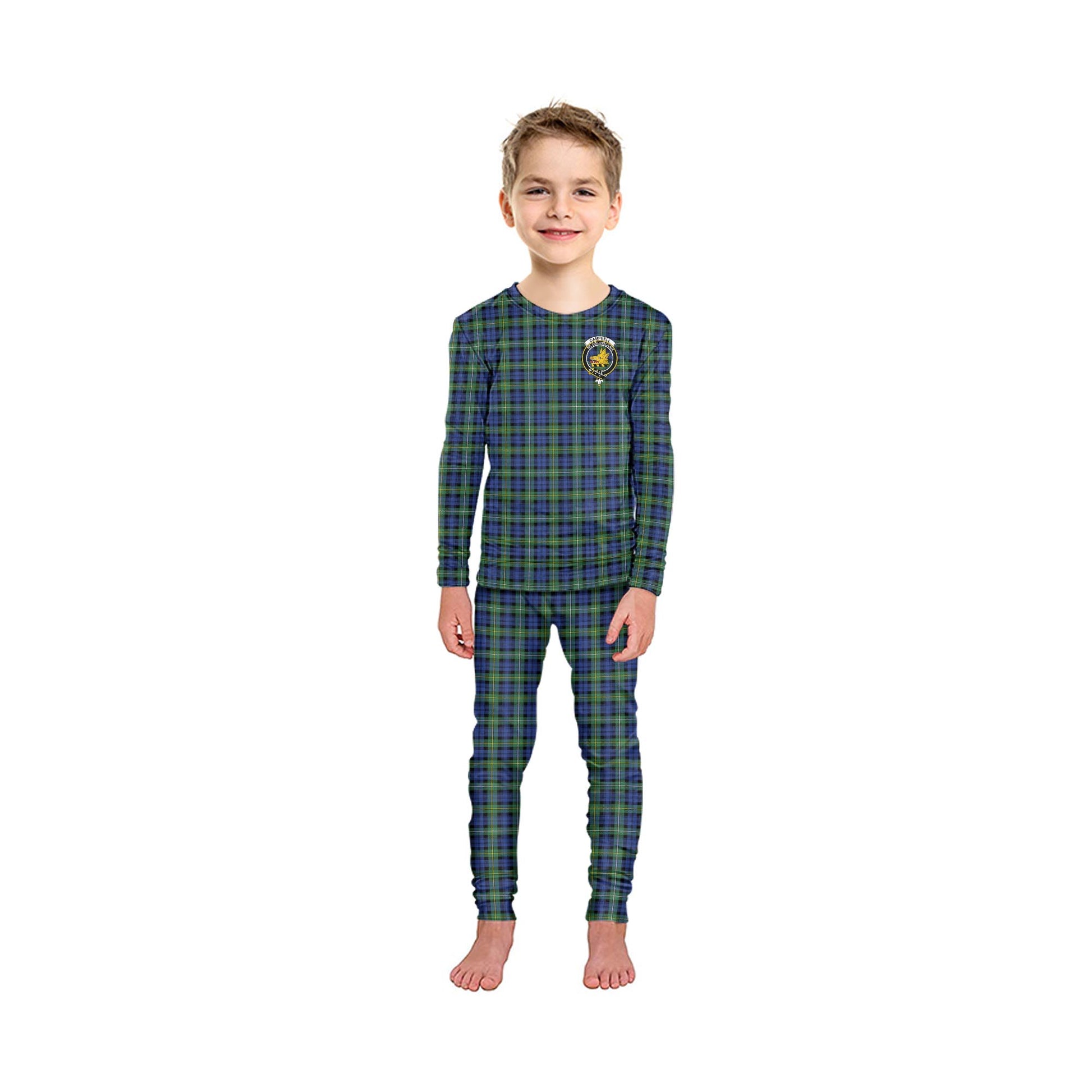 Campbell Argyll Ancient Tartan Pajamas Family Set with Family Crest - Tartanvibesclothing