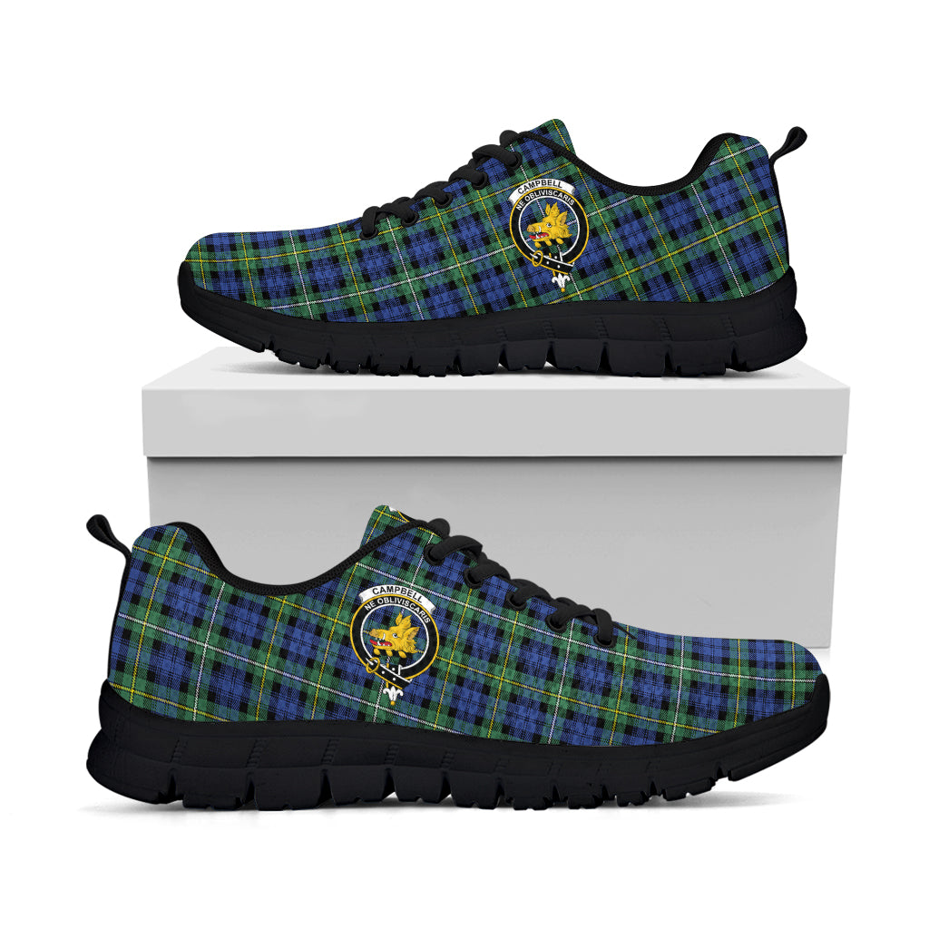 Campbell Argyll Ancient Tartan Sneakers with Family Crest - Tartan Vibes Clothing