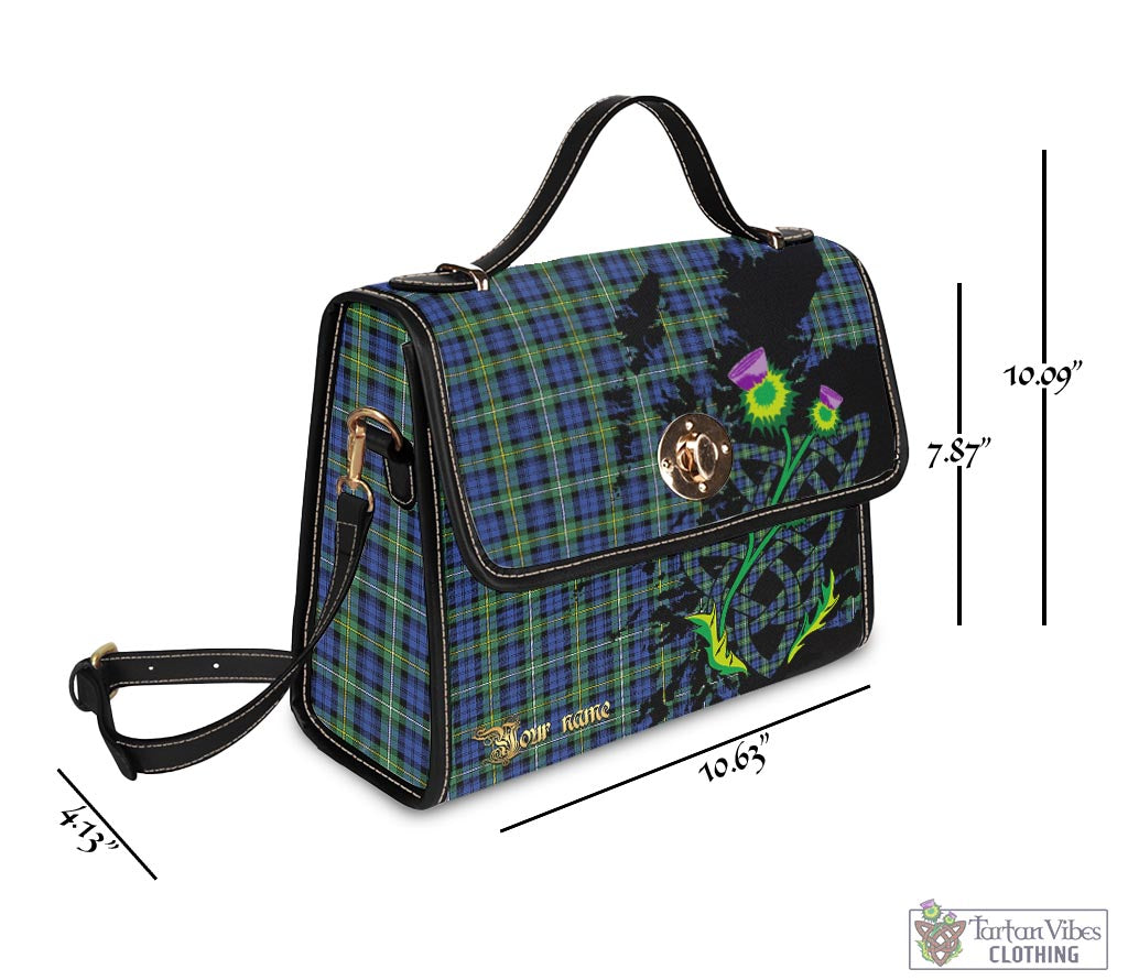 Tartan Vibes Clothing Campbell Argyll Ancient Tartan Waterproof Canvas Bag with Scotland Map and Thistle Celtic Accents