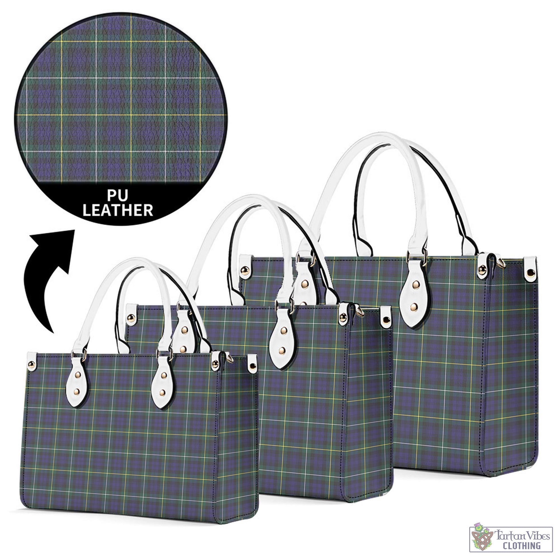 Tartan Vibes Clothing Campbell Argyll Modern Tartan Luxury Leather Handbags