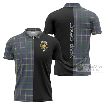 Campbell Argyll Modern Tartan Zipper Polo Shirt with Family Crest and Half Of Me Style