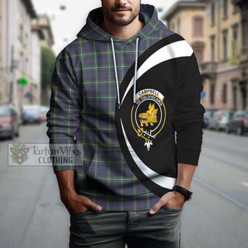 Campbell Argyll Modern Tartan Hoodie with Family Crest Circle Style