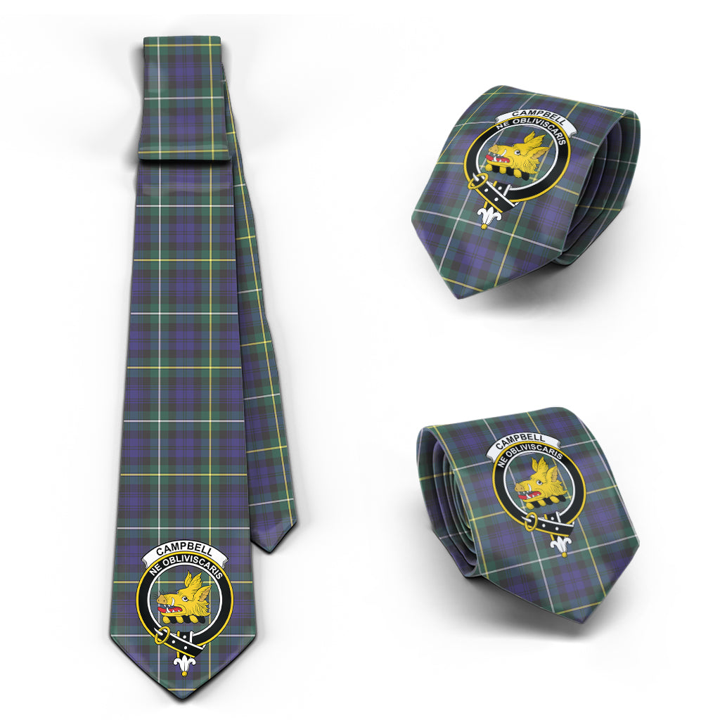 Campbell Argyll Modern Tartan Classic Necktie with Family Crest Necktie One Size - Tartan Vibes Clothing