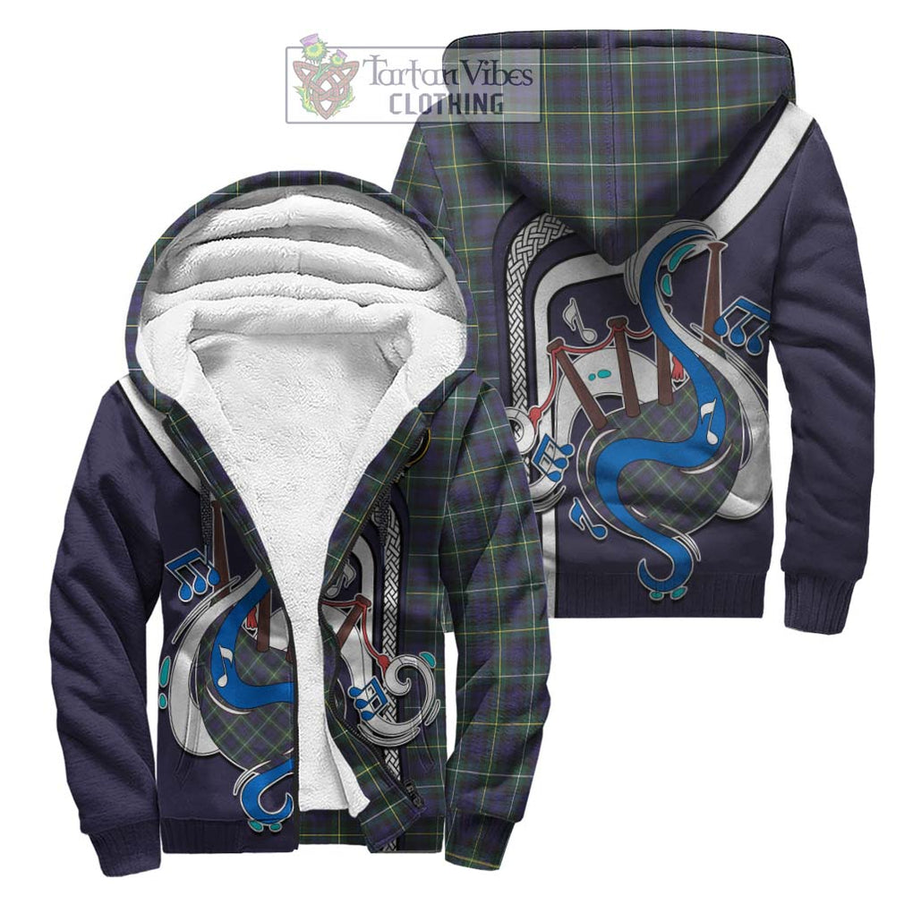 Campbell Argyll Modern Tartan Sherpa Hoodie with Epic Bagpipe Style Unisex S - Tartanvibesclothing Shop