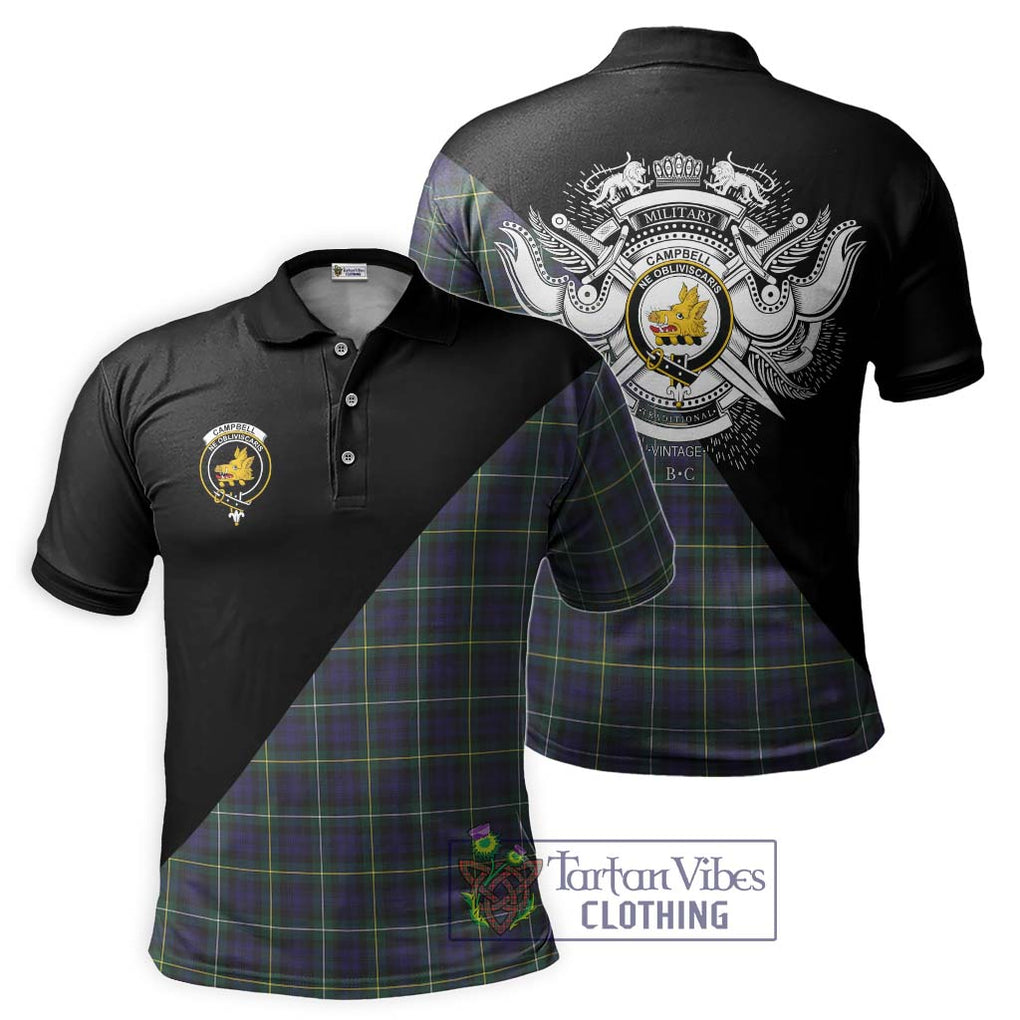 Campbell Argyll Modern Tartan Polo Shirt with Family Crest and Military Logo Style Kid - Tartanvibesclothing Shop