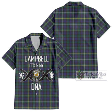 Campbell Argyll Modern Tartan Short Sleeve Button Shirt with Family Crest DNA In Me Style